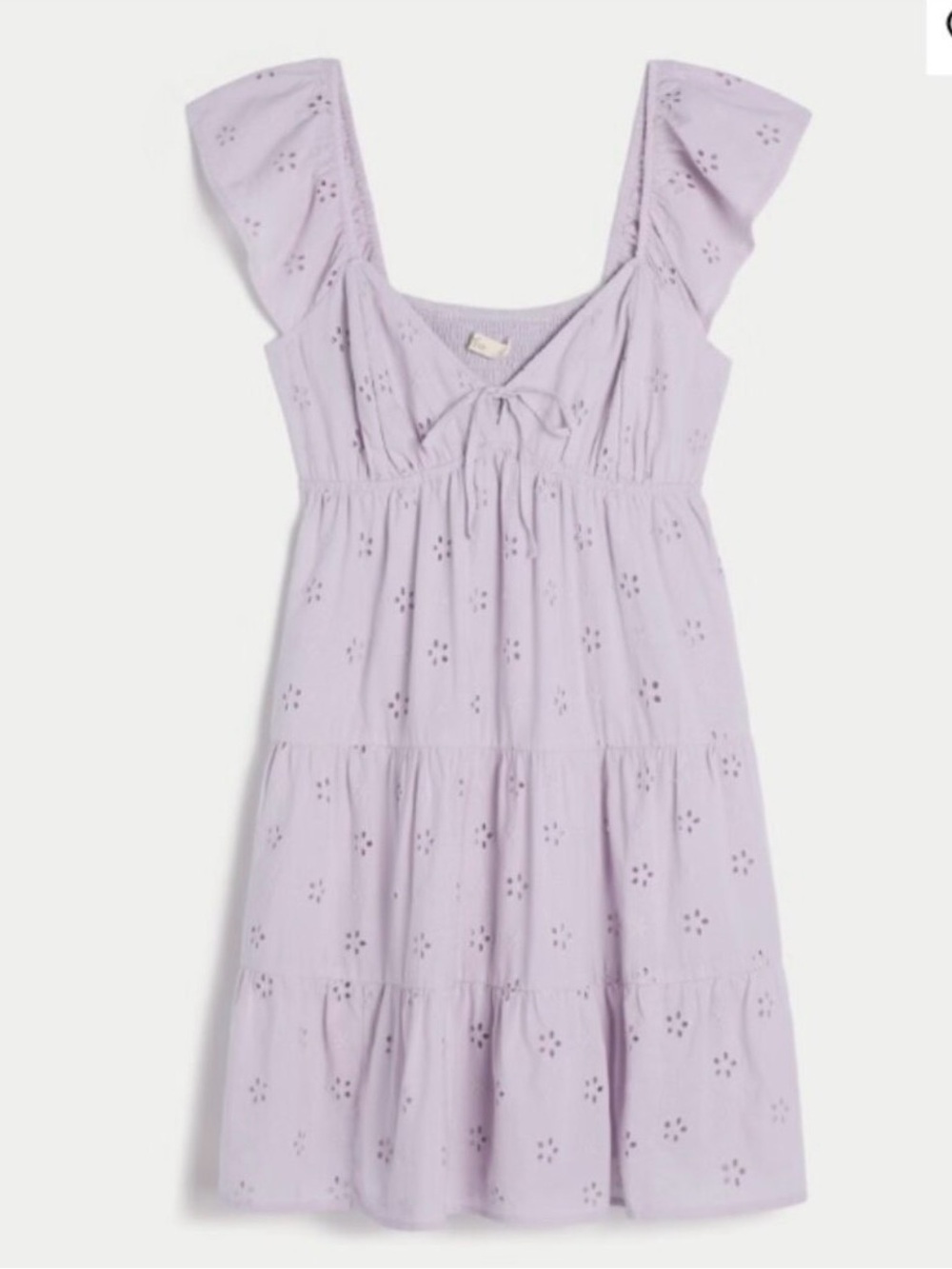 Hollister Lavender Eyelet Tie-Front Open Back Mini Dress